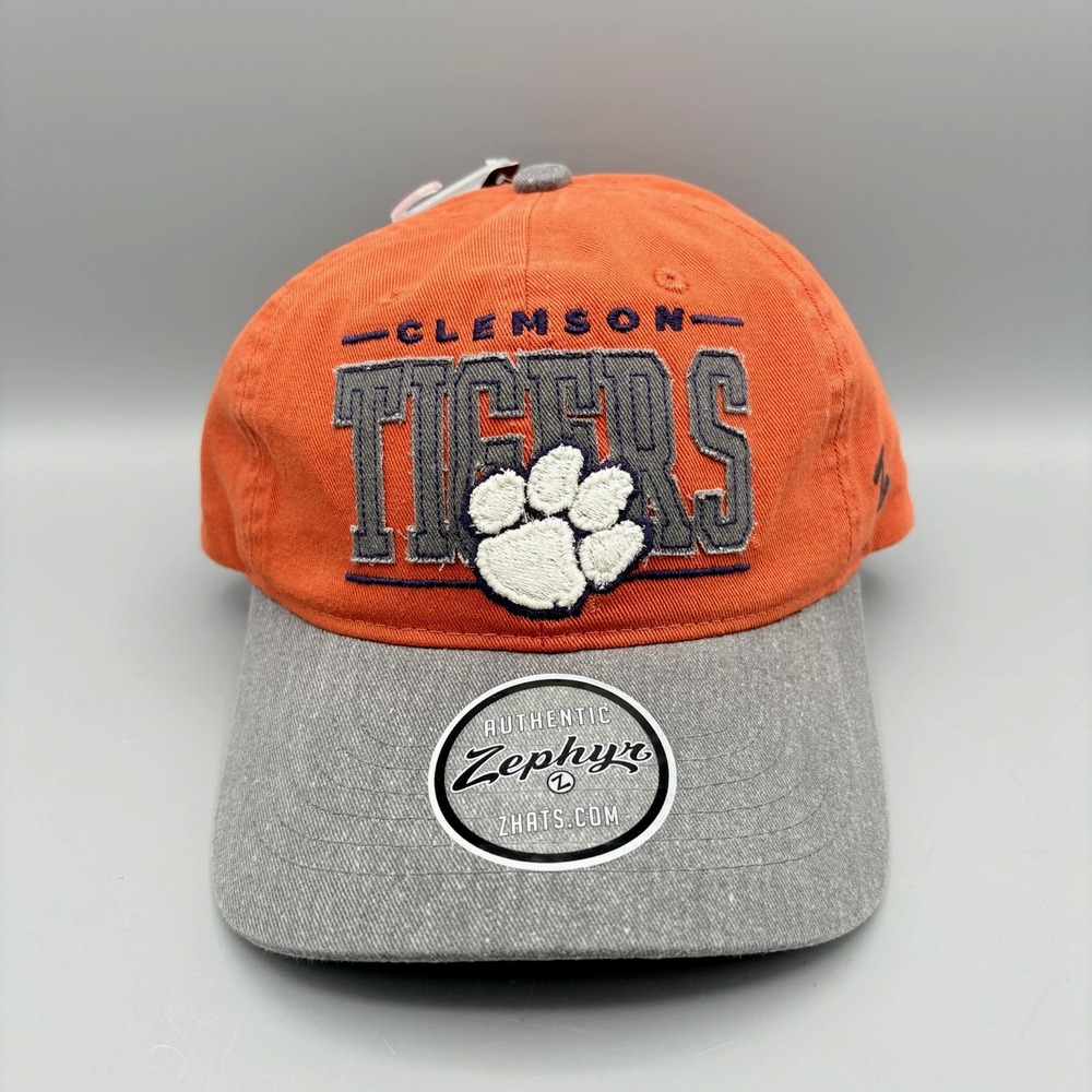 Zephyr Clemson Tigers Hat Cap Orange/Gray  Adjustable Trucker NCAA‎ NWT
